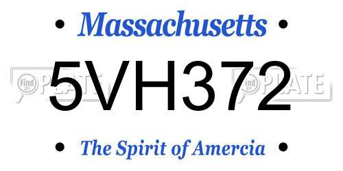 5VH372 Massachusetts License Plate