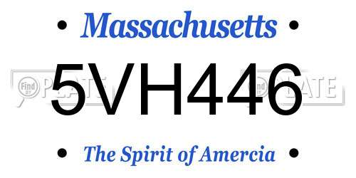 5VH446 Massachusetts License Plate
