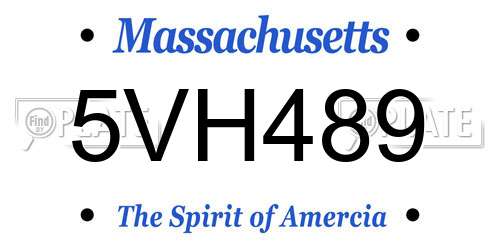 5VH489 Massachusetts License Plate