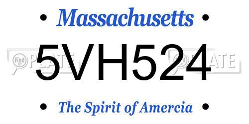5VH524 Massachusetts License Plate