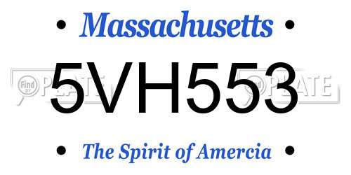 5VH553 Massachusetts License Plate
