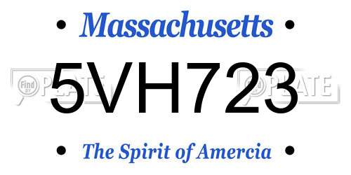 5VH723 Massachusetts License Plate