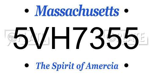 5VH7355 Massachusetts License Plate