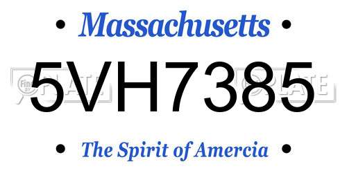 5VH7385 Massachusetts License Plate
