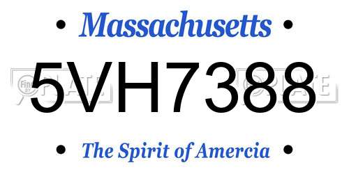 5VH7388 Massachusetts License Plate
