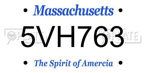 5VH763 Massachusetts License Plate