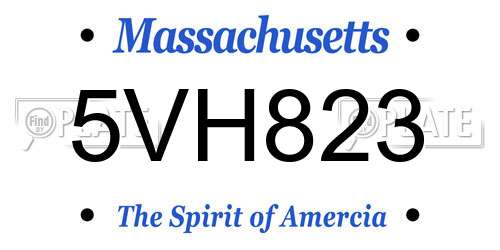 5VH823 Massachusetts License Plate