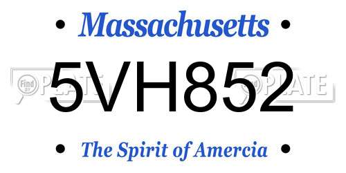 5VH852 Massachusetts License Plate
