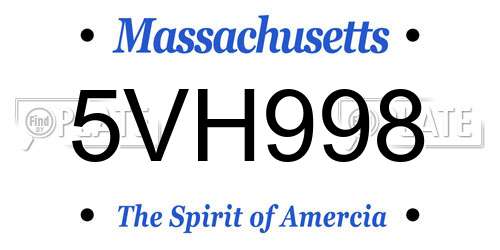 5VH998 Massachusetts License Plate