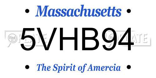 5VHB94 Massachusetts License Plate