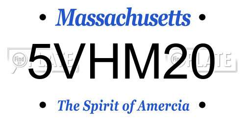 5VHM20 Massachusetts License Plate