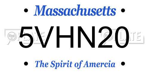 5VHN20 Massachusetts License Plate