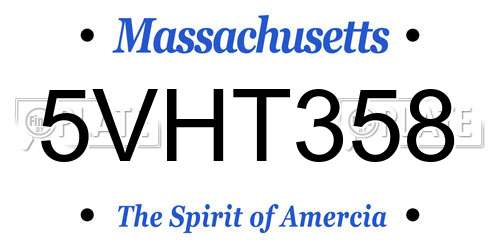5VHT358 Massachusetts License Plate