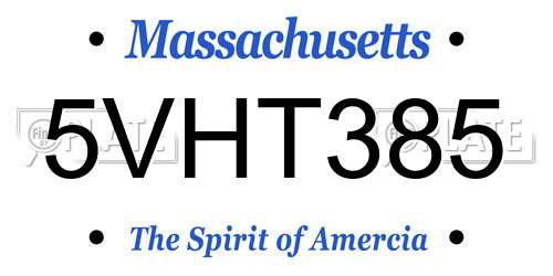 5VHT385 Massachusetts License Plate