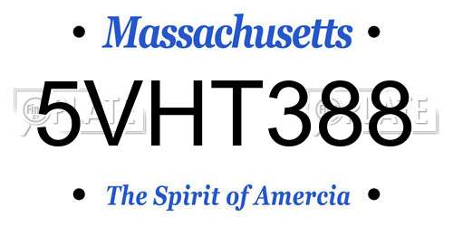 5VHT388 Massachusetts License Plate