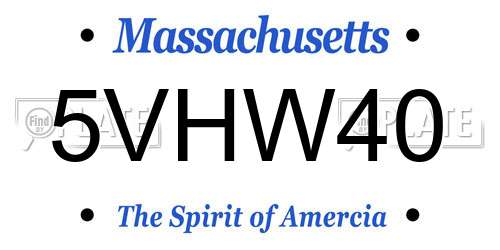 5VHW40 Massachusetts License Plate