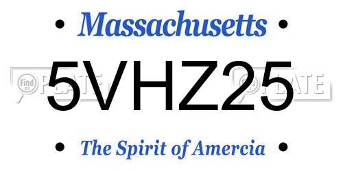 5VHZ25 Massachusetts License Plate
