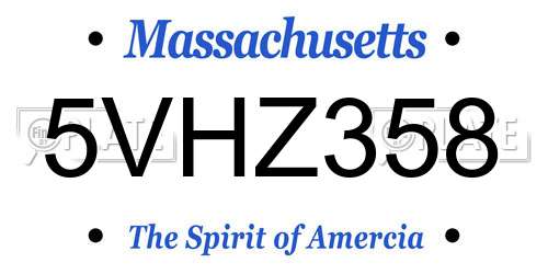 5VHZ358 Massachusetts License Plate