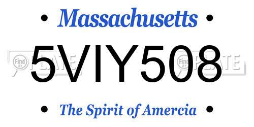 5VIY508 Massachusetts License Plate