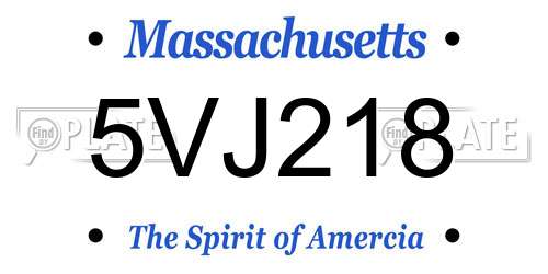 5VJ218 Massachusetts License Plate