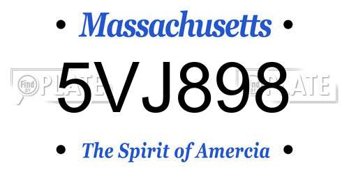5VJ898 Massachusetts License Plate