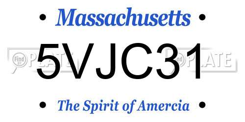 5VJC31 Massachusetts License Plate
