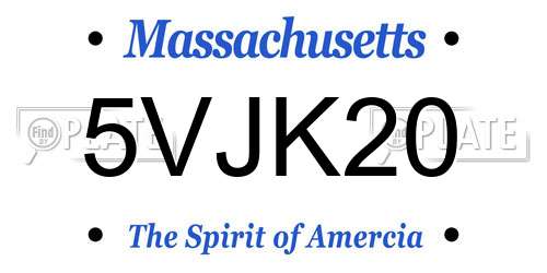 5VJK20 Massachusetts License Plate