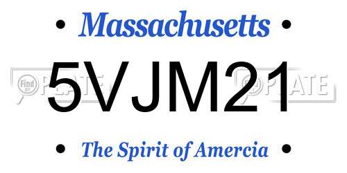 5VJM21 Massachusetts License Plate
