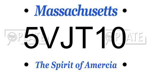 5VJT10 Massachusetts License Plate