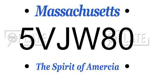 5VJW80 Massachusetts License Plate