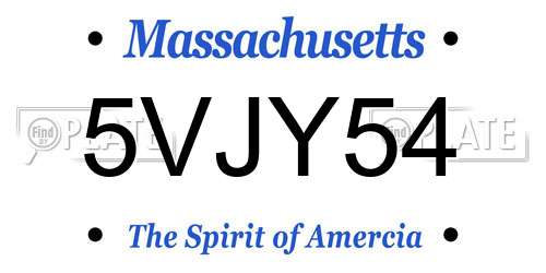 5VJY54 Massachusetts License Plate