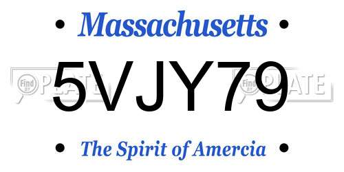 5VJY79 Massachusetts License Plate