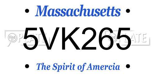 5VK265 Massachusetts License Plate