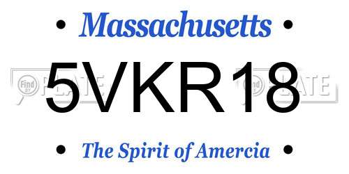 5VKR18 Massachusetts License Plate
