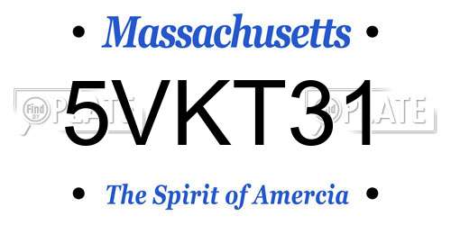 5VKT31 Massachusetts License Plate