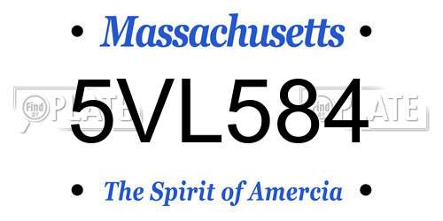 5VL584 Massachusetts License Plate