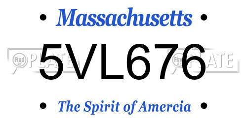 5VL676 Massachusetts License Plate