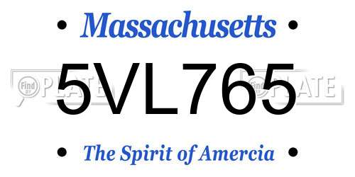 5VL765 Massachusetts License Plate