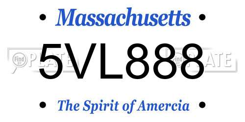5VL888 Massachusetts License Plate