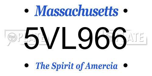 5VL966 Massachusetts License Plate
