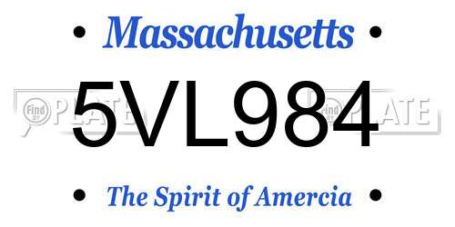5VL984 Massachusetts License Plate