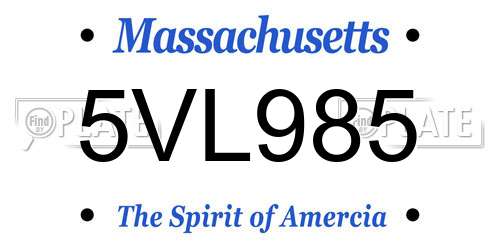 5VL985 Massachusetts License Plate