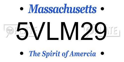 5VLM29 Massachusetts License Plate