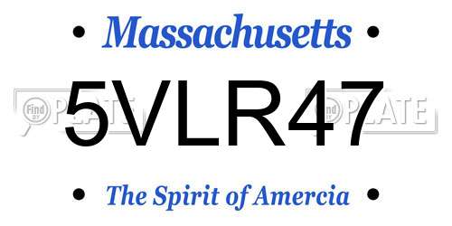 5VLR47 Massachusetts License Plate