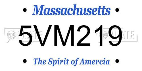 5VM219 Massachusetts License Plate