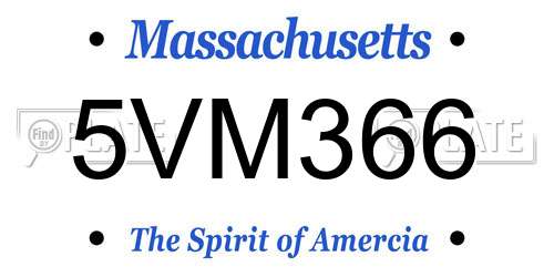 5VM366 Massachusetts License Plate