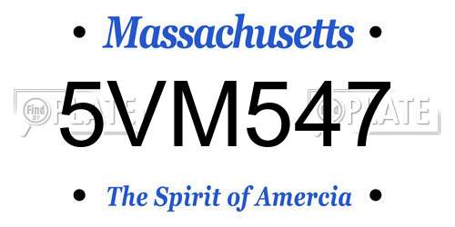 5VM547 Massachusetts License Plate