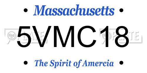 5VMC18 Massachusetts License Plate