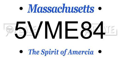 5VME84 Massachusetts License Plate