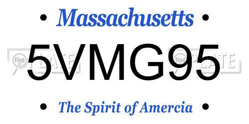 5VMG95 Massachusetts License Plate